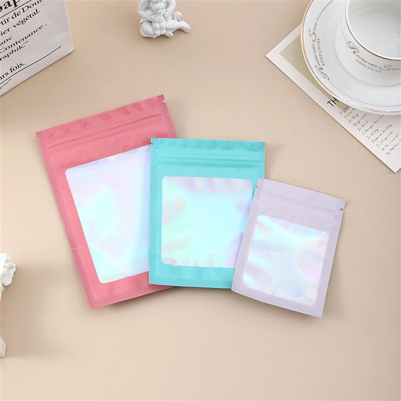 Laser Color Yin-Yang Bone Self-Sealing Bags, Plastic Packaging Bags, Holographic Sealing Bags, Nail Art and Cosmetics Storage Bags
