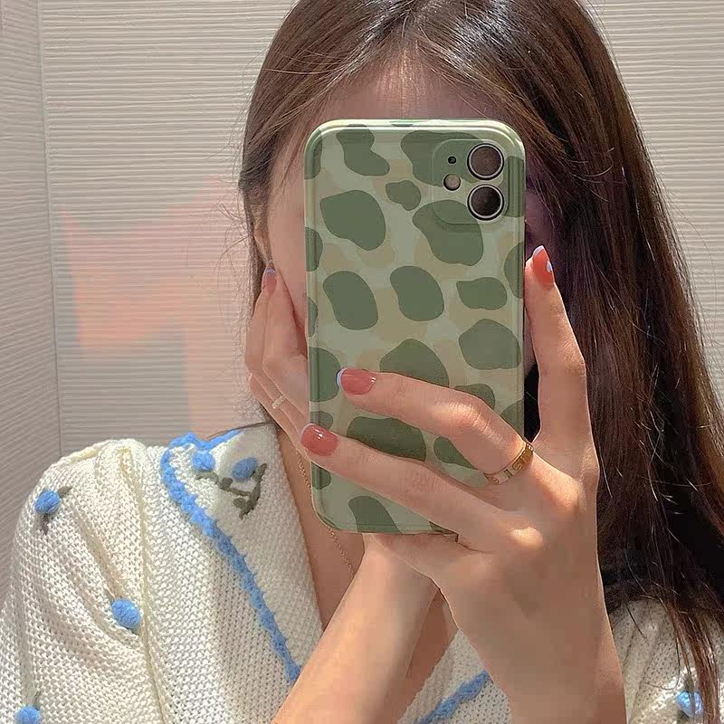 Applicable apple 12promax mobile phone protection shell iphone11 green dairy grain xr Korean wind xsmax net red female section 7p 8plus full package anti-fall se2 small crowdsourced