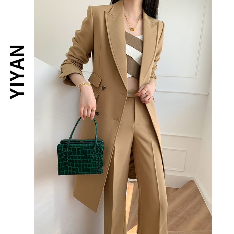 Windclothes 2022 new spring and autumn leisure British wind high - end atmospheric card with its high - color long - suit coat