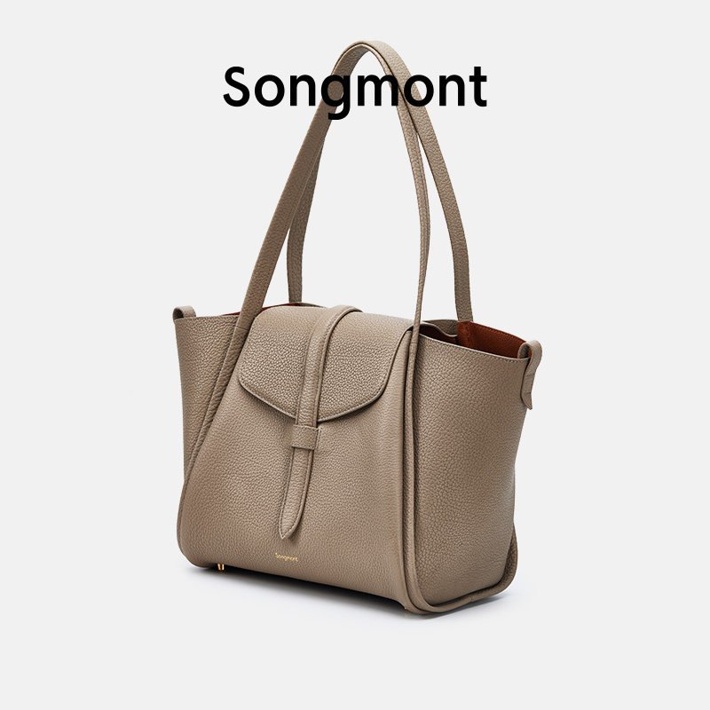 Songmont Medium Song Basket Series Tote Bag Female Designer Large Capacity Leather Handheld Shoulder Tote Bag