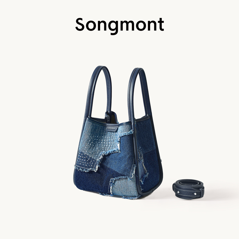 [Summer Limited Edition] Songmont Mountain Blue Series Denim Crossbody Tote Bucket Bag