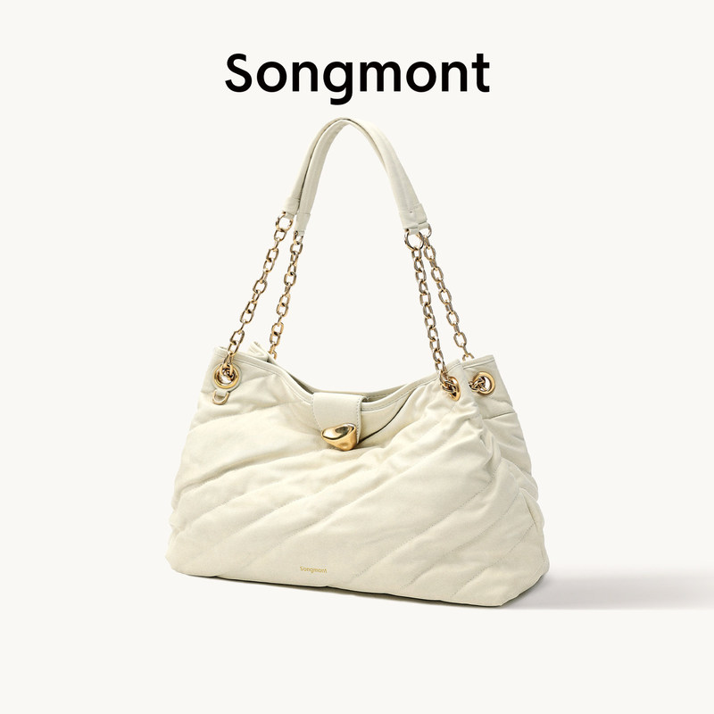 Songmont Mountain under the Pine Beach Series Tote Bag First Layer Cowhide New Single Shoulder Chain Soft Large Bag for Women