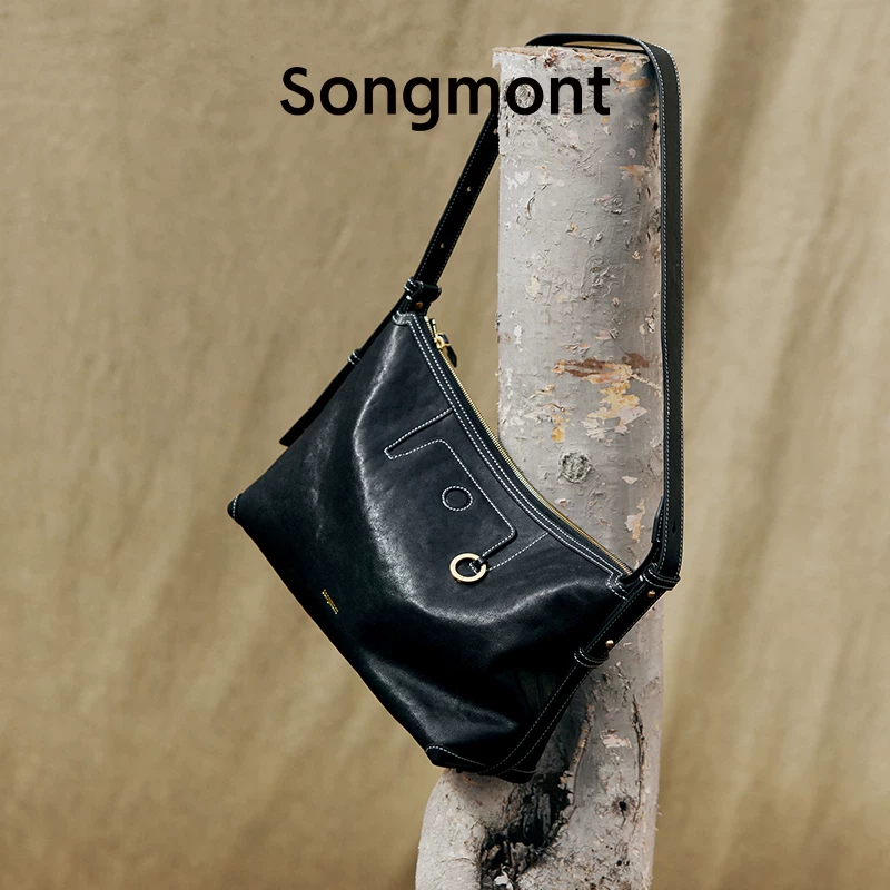 Songmont На горе есть сосновая полоса серия shallow HOBO сумки из дубления мясной кожи для повседневной носки, подмышки, пельмени, сумка-думплинг женская