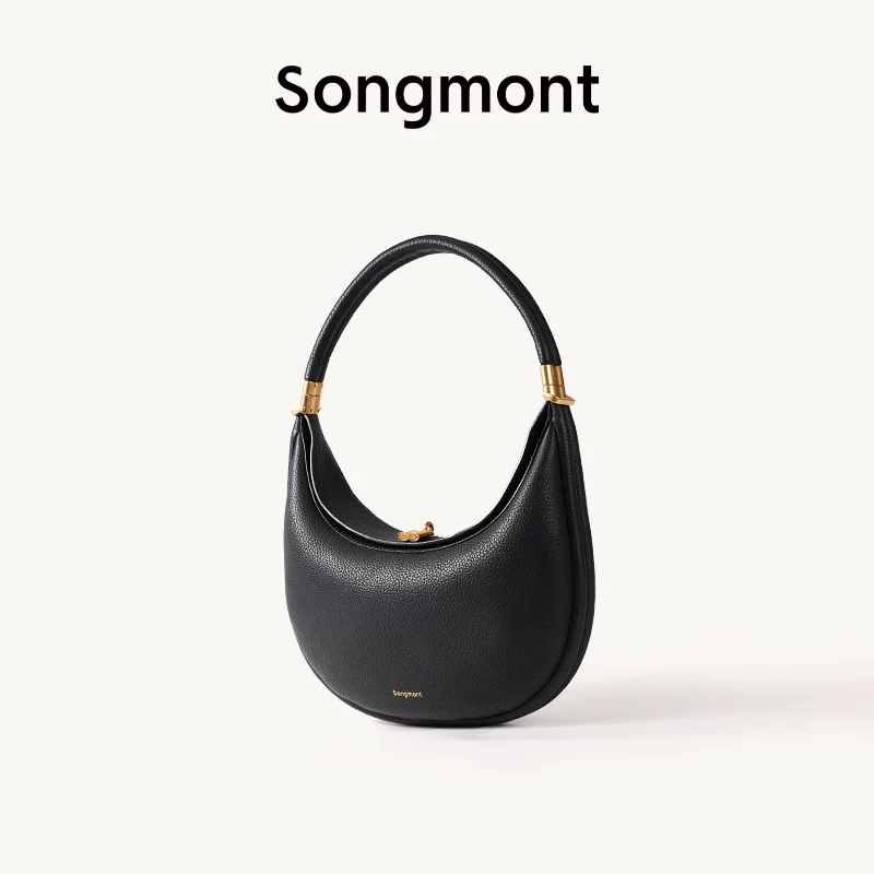 Сумка через плечо Songmont одно плечая вместительная кожаная луна-форма светильник 2022, натуральная кожа