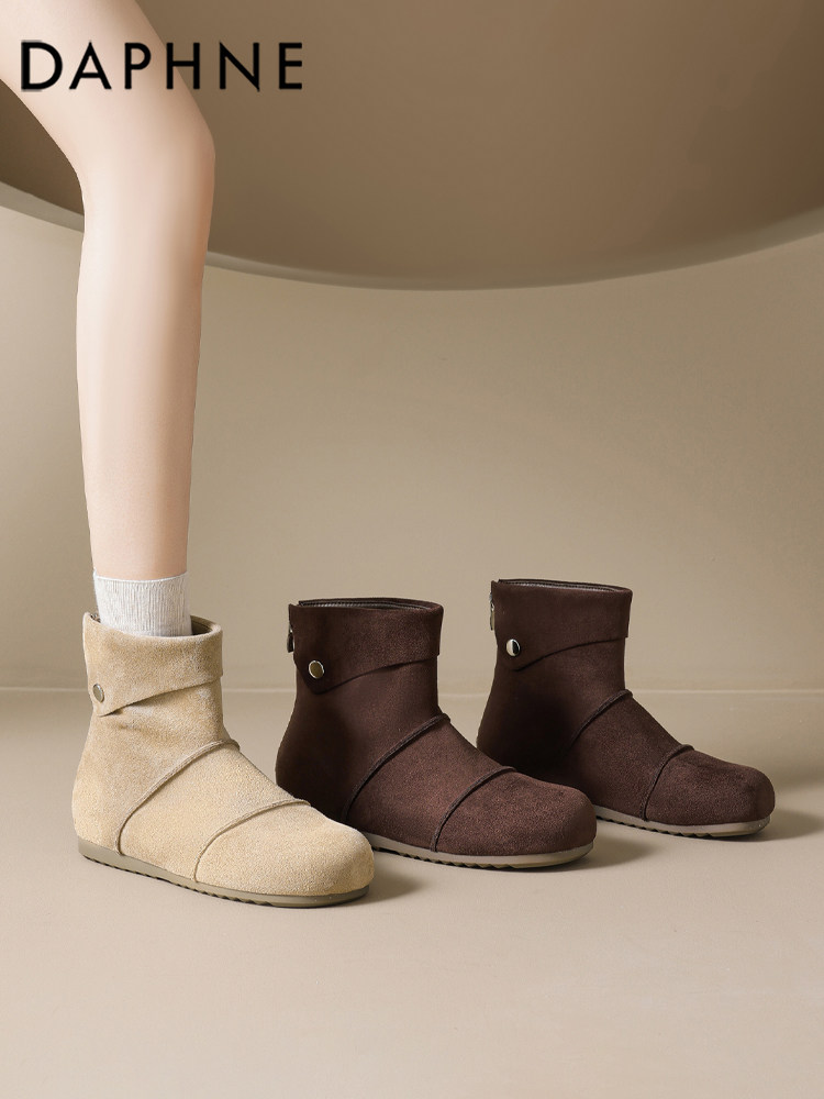 Daphne Short Boots for Women, Retro Suede Flat Martin Boots, 2026 New Autumn and Winter Thin-Soled Birkenstock Boots, Hot-Selling Style