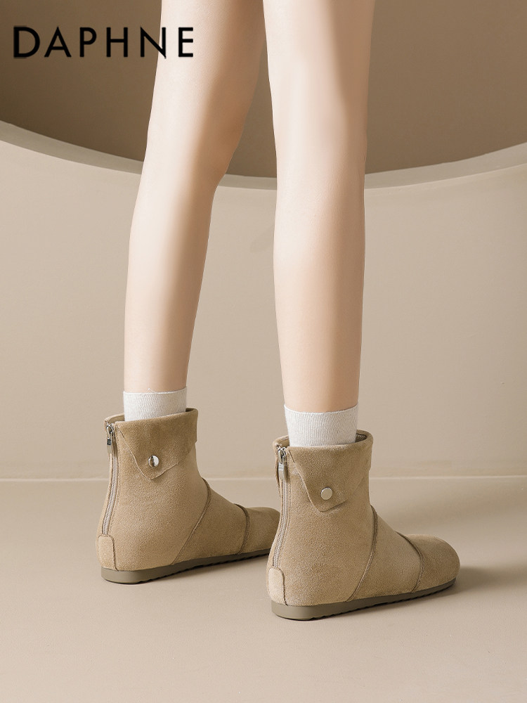 Daphne Short Boots for Women, Retro Suede Flat Martin Boots, 2026 New Autumn and Winter Thin-Soled Birkenstock Boots, Hot-Selling Style