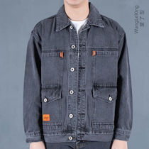 Look-style cotton denim overalls mens tops single-piece spring and autumn long-sleeved jacket welder thickened wear-resistant anti-scalding