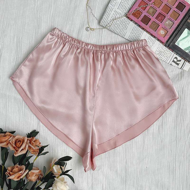 Thin Lace-Up Loose Shorts, Soft Faux Silk Anti-Exposure Safety Shorts, Women's Summer Home Base Shorts