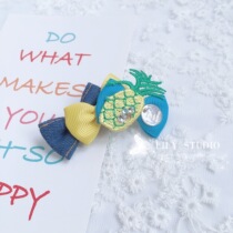 Lily studio handmade pet headdress Teddy Yorkshire Shih Tzu Marzis Denim Pineapple hairpin