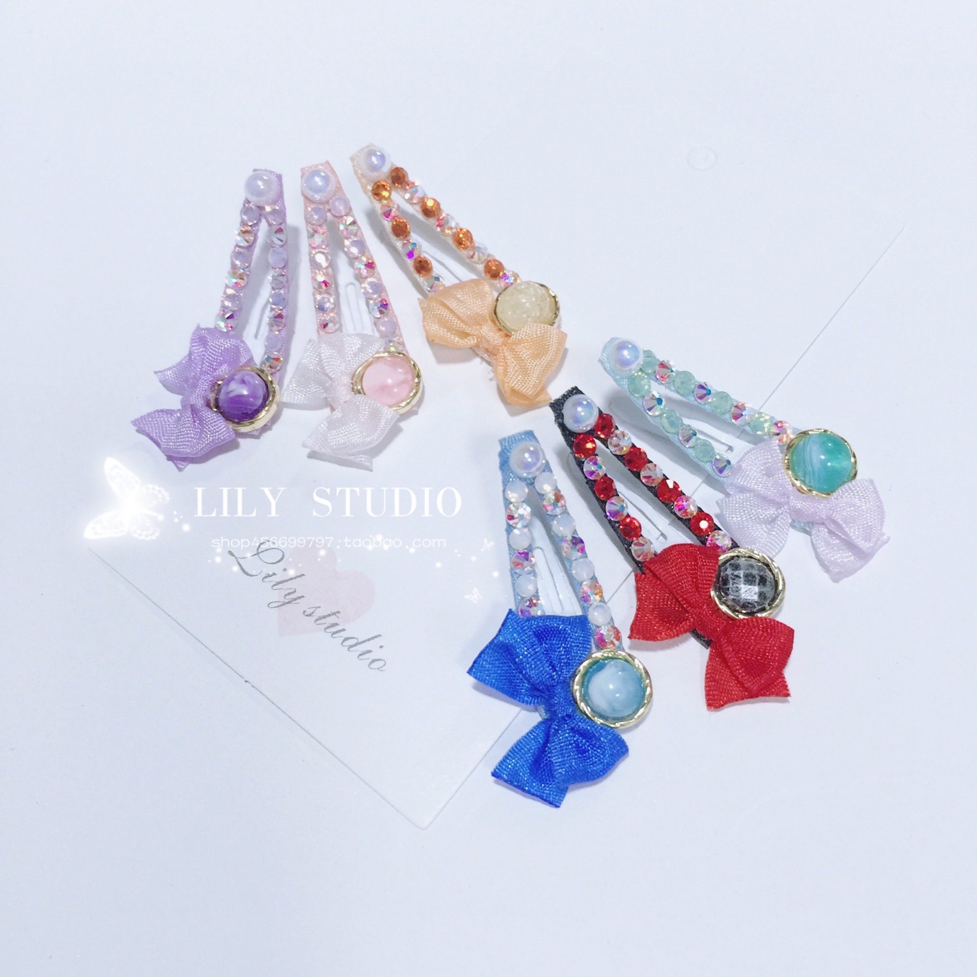 Lily studio handmade pet headwear Teddy Yorkshire Xishi Marzis gem full diamond BB clip