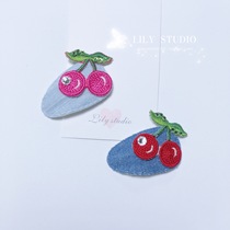 Lily studio handmade pet headdress Teddy Yorkshire Marzis Denim Cherry BB chuck flower