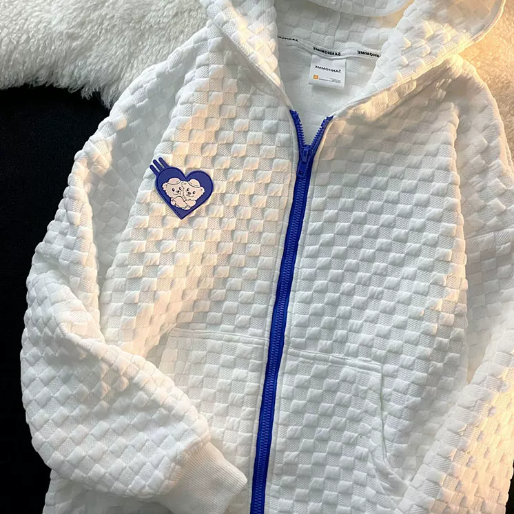 Ретро кардиган с молнией, куртка, осенняя одежда для пары, худи для студентов, для любимого, корейский стиль