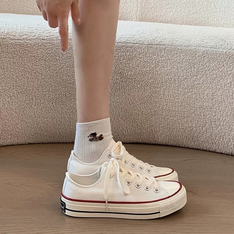 Low-Top 1970S Canvas Shoes for Men, New White Summer Breathable Casual Shoes, Classic Low-Top Sneakers for Women