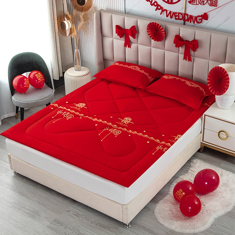 Wedding Celebration Bright Red Pure Cotton Mattress Pad Quilt Cotton Batting Household 1.8m Bed Mattress Double Mattress Kang Quilt Bedding