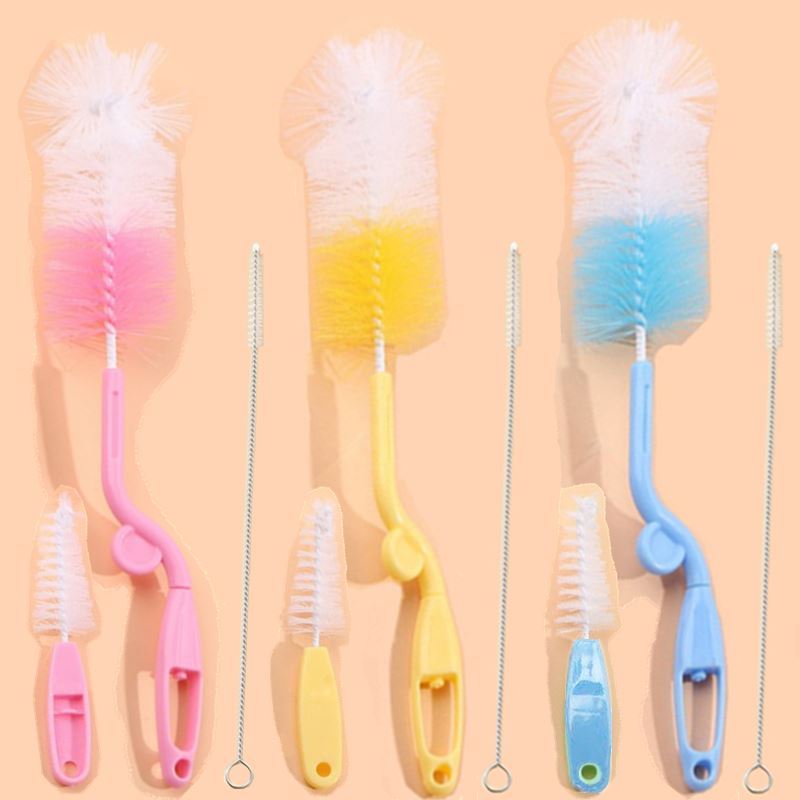 Baby Silicone Milk Bottle Brush Long Handle Cup Brush Lengthened Wash Cup Brushed Clean God Instrumental Brush Suit 360 Degrees Rotation