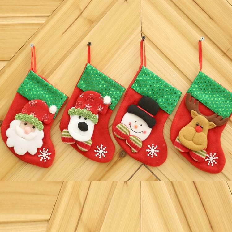 Harbor Romance Christmas Decorations Creative Cartoon Bright Pieces Christmas Socks Gift Bag Pendant Christmas Children Candy Bag-Taobao