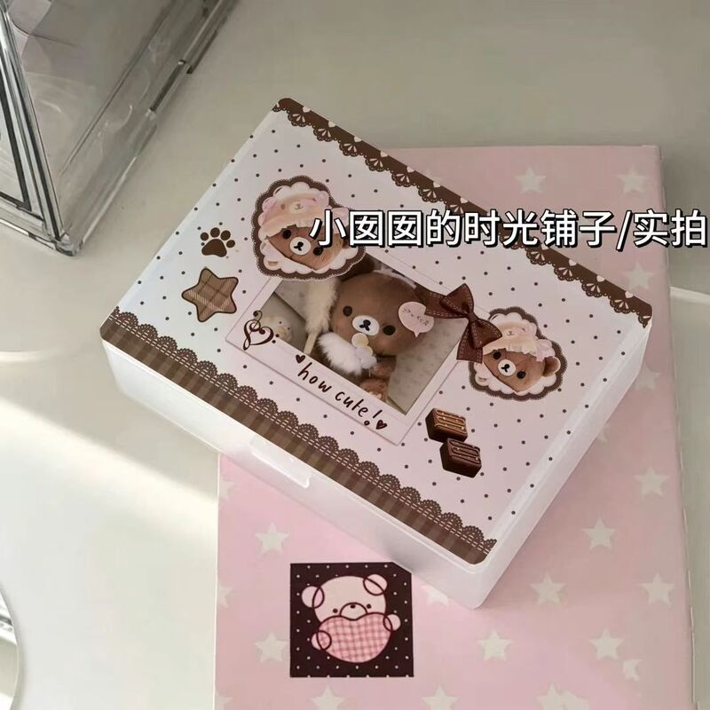 Chocolate Lace Rilakkuma Transparent Frosted Storage Box Ins Dustproof Small Card Postcard Sticker Flip-Top Desktop Organizer Chocolate Lace Rilakkuma Transparent Frosted Storage Box Ins Dustproof Small Card Postcard Sticker Flip-Top Desktop Organizer
