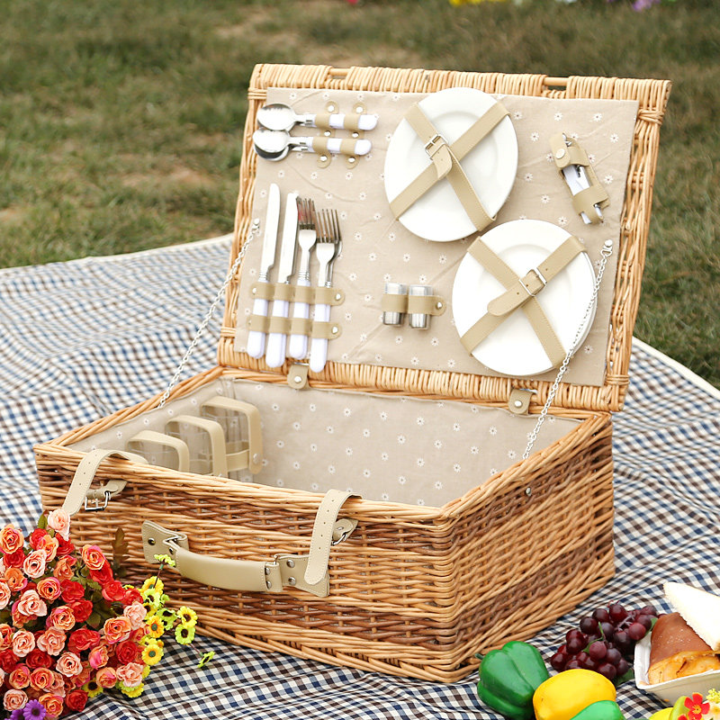 Wild Cooking Spring Basket picnic basket Insulated Arrangement Props Loaded vegetable baskets Contained Baskets Willow suitcases with lid
