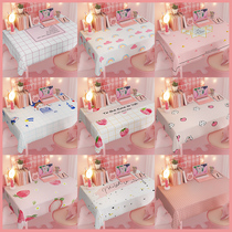 ins Wind makeup table dormitory tablecloth cute Japanese thin waterproof oil-proof disposable pink art table cloth mat