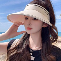 Hong Kong designer co-branded UPF50 anti-UV empty top hat womens summer sun protection hat large head circumference sun hat