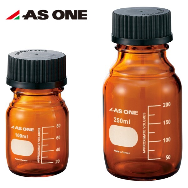 ASONE玻璃GL45试剂瓶茶色表面涂层可高压灭菌100/250/500/1000ml