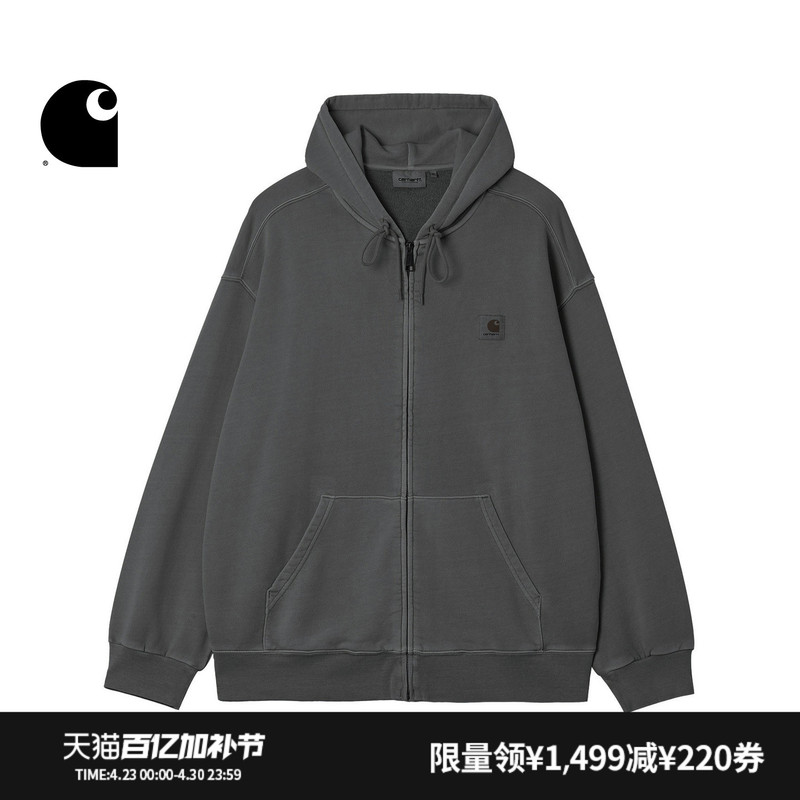 Carhartt Wip Sweatshirt Jacket Men's Spring and Summer New Classic Square Logo Washed Hooded Carhartt