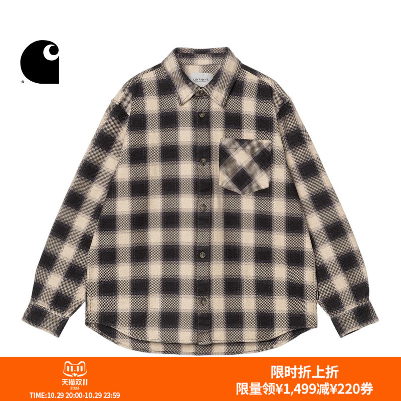Carhartt Wip Long-Sleeved Shirt Men's Autumn and Winter New Classic Letter Side Label Wide Plaid Carhartt Carhartt Wip Long-Sleeved Shirt Men's Autumn and Winter New Classic Letter Side Label Wide Plaid Carhartt