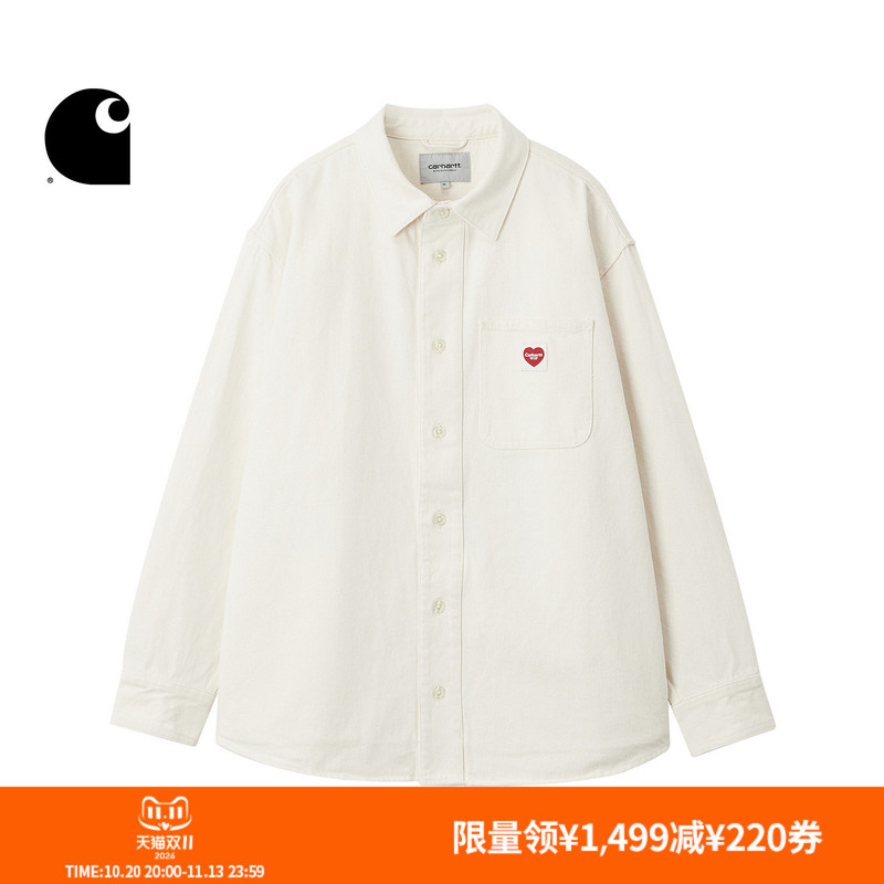 Carhartt Wip Shirt Men's Classic Heart-Shaped Logo Vintage Silhouette Workwear Long-Sleeve Carhartt Carhartt Wip Shirt Men's Classic Heart-Shaped Logo Vintage Silhouette Workwear Long-Sleeve Carhartt