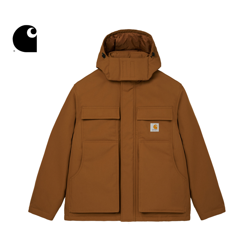 Carhartt Wip Men's Jacket Autumn New Classic Square Logo Aluminum Foil Lining Multi-Pocket Hooded down Jacket