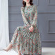 Chiffon floral dress women's 2023 autumn new temperament high-end big-name long-sleeved early autumn thin skirt trend