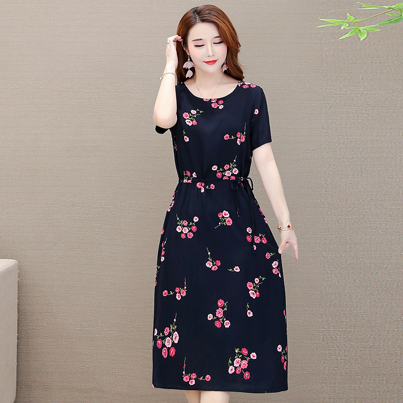 2020 mùa hè mới ngắn tay loose-fitting hôi thối quốc gia gió-in dài vừa chiếc váy 38.188