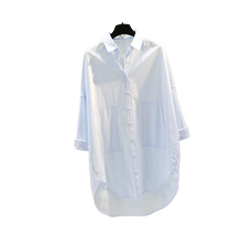 Hong Kong trendy brand 2024 spring and autumn new ins shirt fashionable mid-length top loose slimming womens shirt skirt