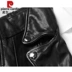 Áo khoác da Pierre Cardin nam dây kéo chéo đầy đủ rau rám nắng thanh niên xe máy quần áo xe máy xu hướng áo khoác da - Quần áo lông thú