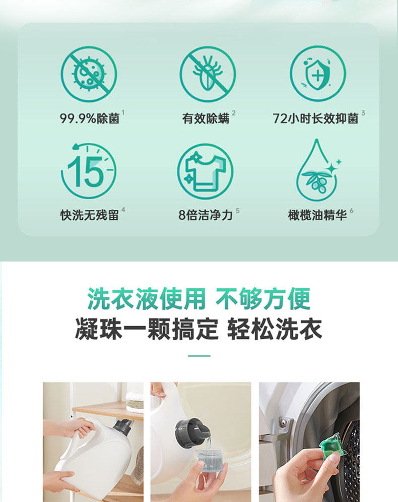 天猫超市 立白 天然倍净浓缩洗衣凝珠 52颗*3件 图2