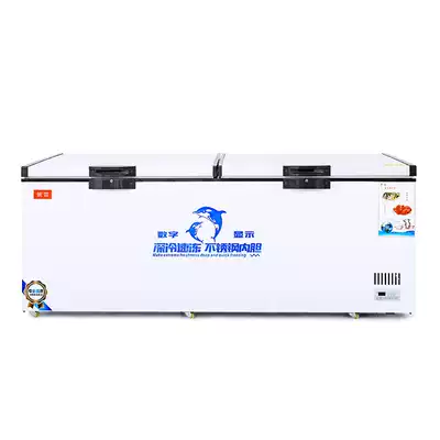 Stainless steel liner large freezer Commercial large-capacity oversized horizontal refrigerator freezer freezer single temperature copper tube