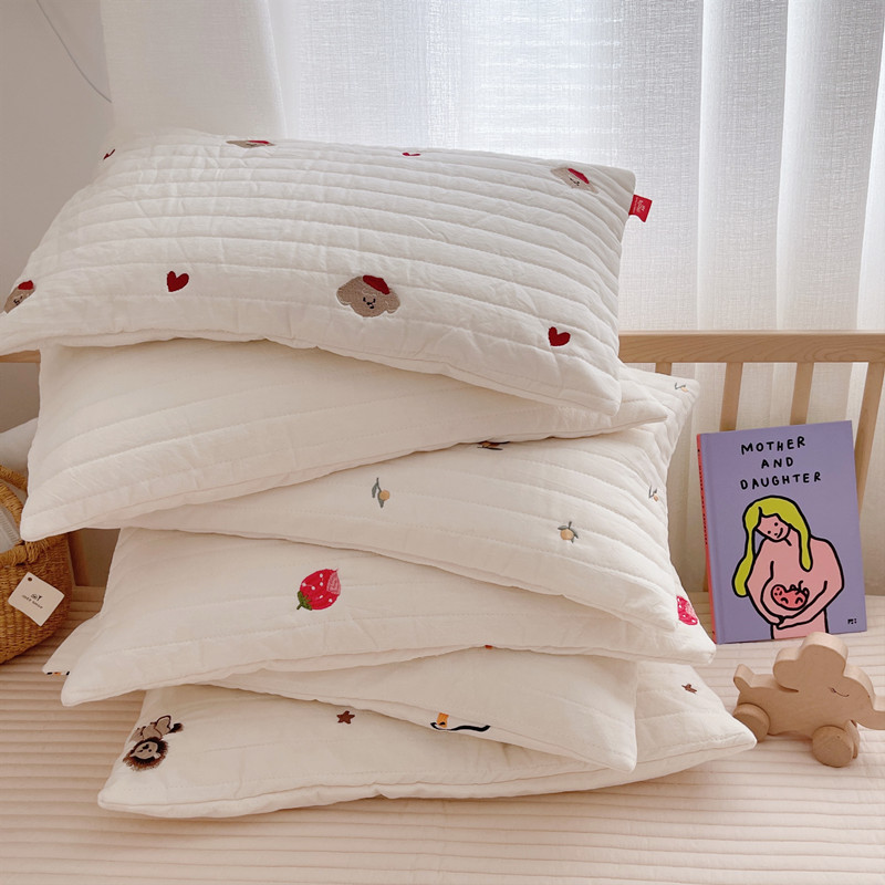 In wind children pillow sleeve cotton washed cotton quilted pillow cover cute embroidery clamp wet without core pillow skin