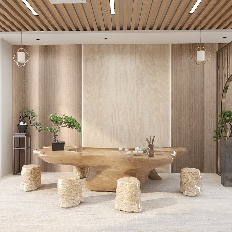 Walnut color wall panel bedroom bedside background wall gusset living room wall plate imitation grille wood grain integrated board