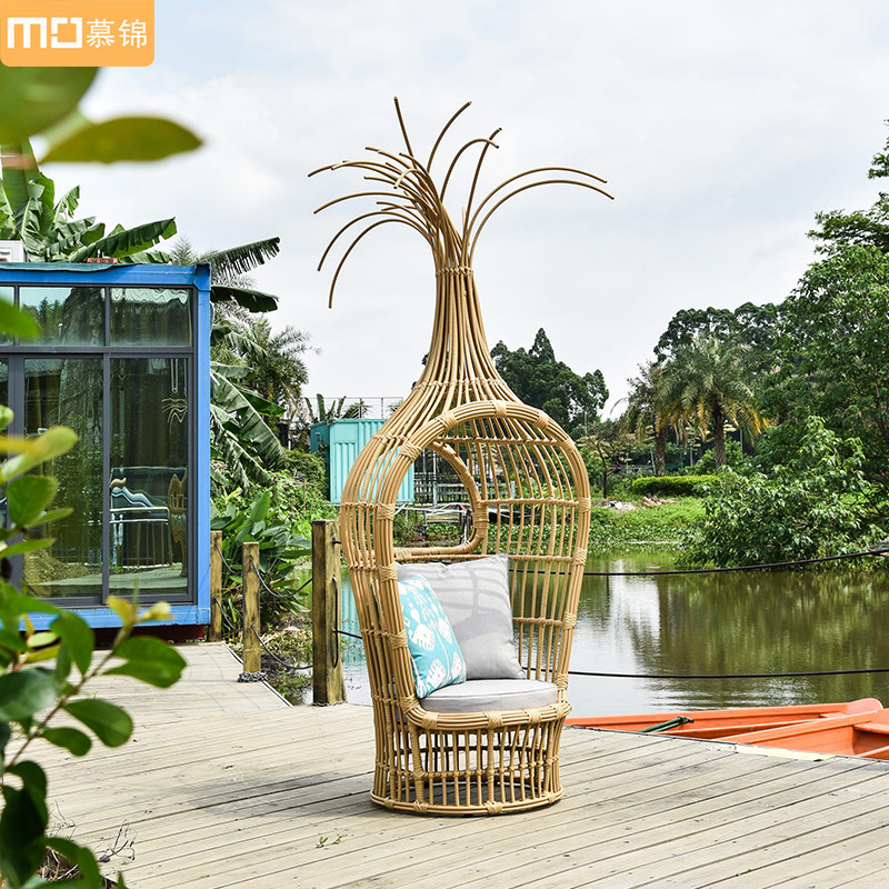 Bali net red bird's nest outdoor swing scenic famous wind shooting props creative rattan hanging chair straw bird's nest