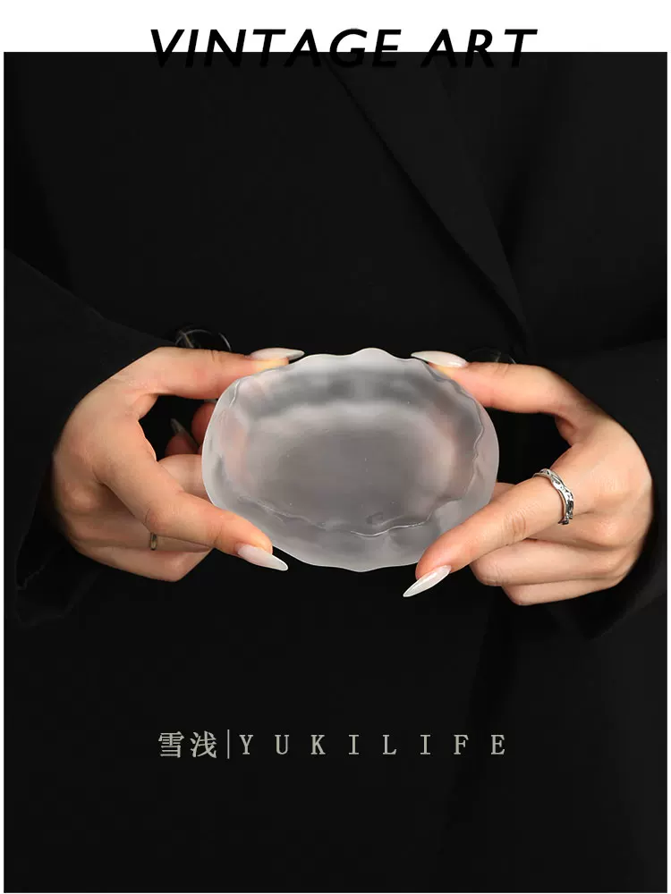 {Zero -falling ice 感}} Middle -old casual glass sushi small plate coaster cushion