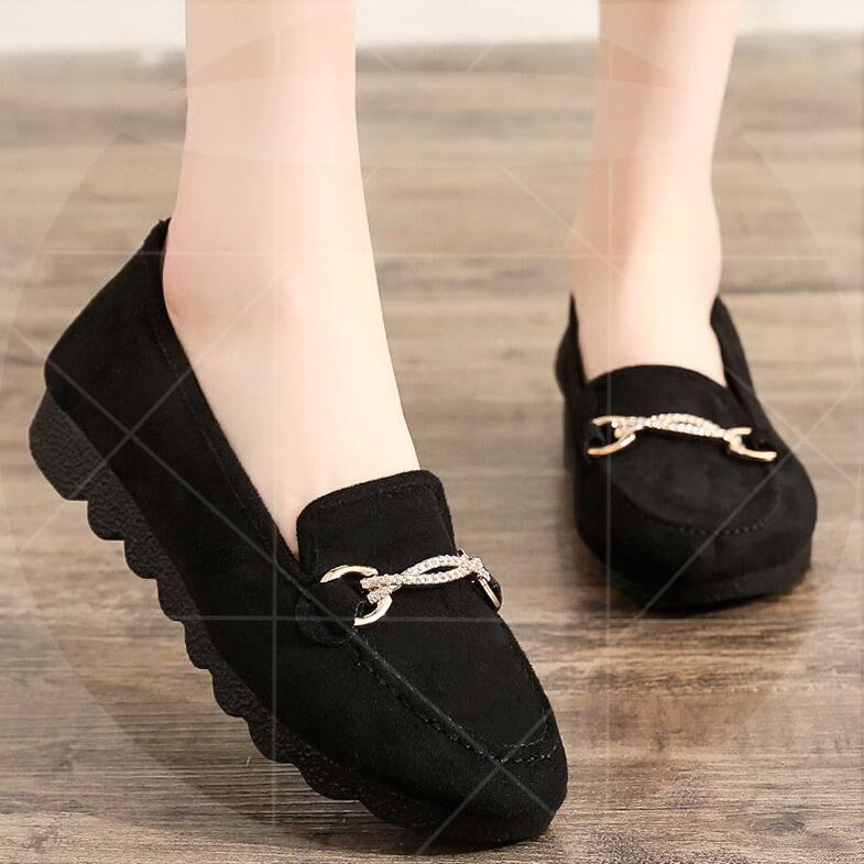  Shoes children cloth shoes with jeans shoes Single shoes Non-slip soft bottom One foot pedal black working shoes flat bottom bean-bean shoes