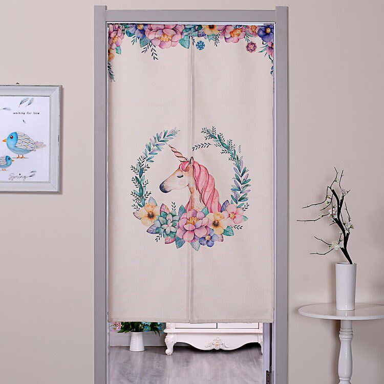  Beauty Salon Partition Window U Type Nordic Door Curtain Kitchen Subbedroom Makeup Room Door Curtain Cloth free to punch Japan-ROK