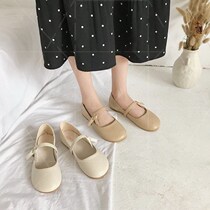  2022 Net Red Burst Single Shoes Day Series Son Women Wind 2022 Spring New Round Head Butterfly Knot Casual Shallow students
