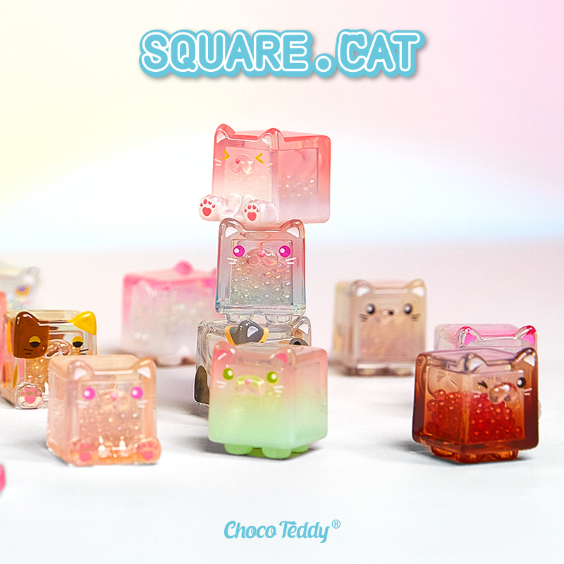 Square Stacking Cat Ii Cool and Cute Blind Bag Mini Cute Figurine Desktop Ornament Gift Figurine Toy