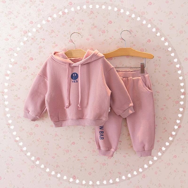 Girls Autumn Wear New 1-5 Year Old Baby Baby Korean Edition Thick Casual Sports Sweatshirt T-Shirt Long Pants Set