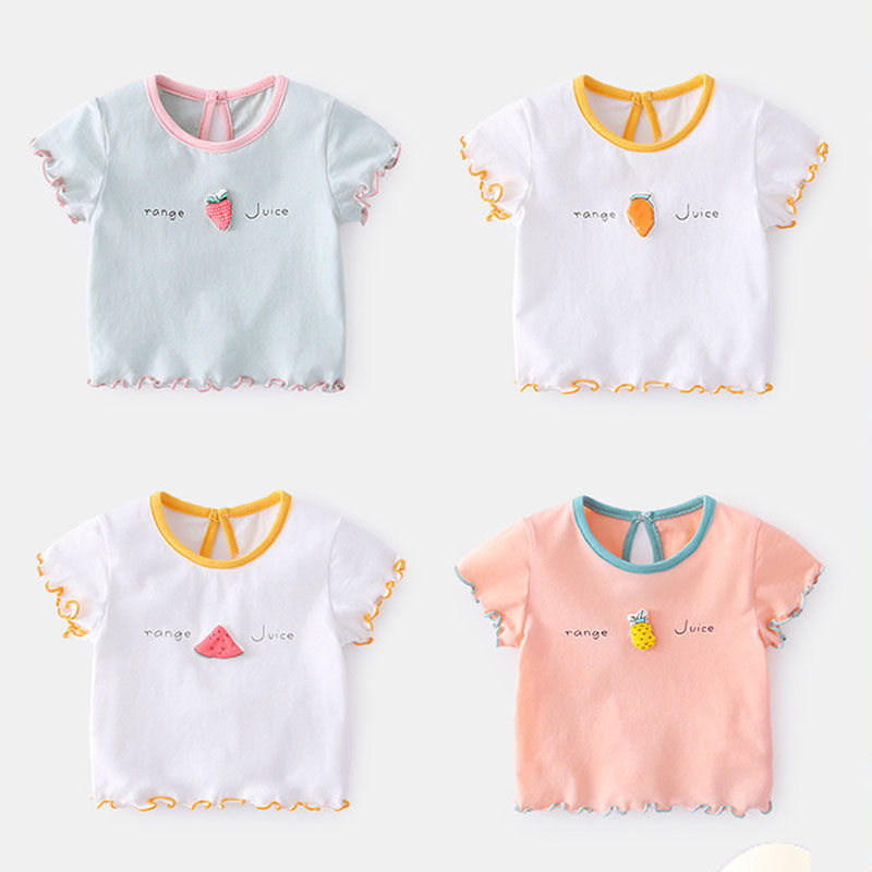 Baby short sleeve t-shirt summer newborn tops foreign pie girls T-shirt half sleeve thin 1 year old baby summer dress