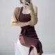 French two-piece knitted shawl dress suit for women with waist and side slits, high-end knee-length halter neck mid-length skirt