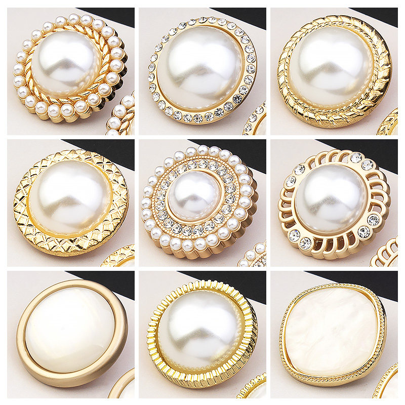 Pearl Button Small Fragrance Coat Windbreaker Sweater Cardigan Metal High-end Luxury Round Decorative Clothes Big Buttons