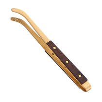 Brass solid wood tea clip Kung Fu tea set accessories tea ceremony six gentlemen tea drinking tools tea making tea leaves tea cup tweezers