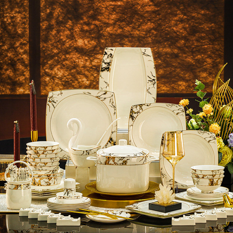 👑 Luxury bone china dinnerware set, jingdezhen premium gift box