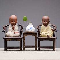 New Chinese-style Zen Monk little monk ornaments bogushil wine cabinet desktop decorations home living room furnishings Tea Pets